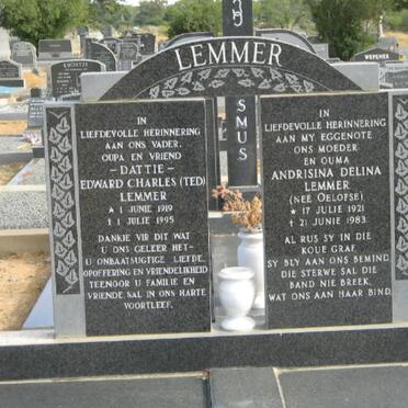 LEMMER Edward Charles 1919-1995 &amp; Andrisina Delina OELOFSE 1921-1983