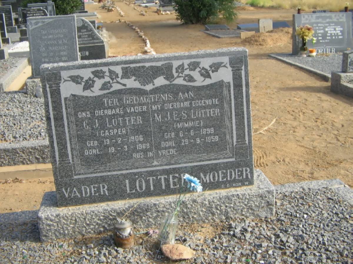 LOTTER C.J. 1906-1968 &amp; M.J.E.S. 1899-1959