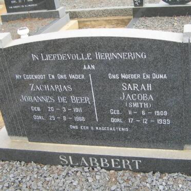 SLABBERT Zacharias Johanna de Beer 1911-1968 &amp; Sarah Jacoba SMITH 1909-1999