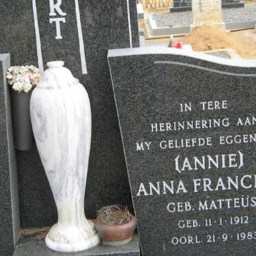 SLABBERT Petrus Gerhardus 1913-1987 &amp; Anna Francina MATTEUS 1912-1983