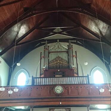 4. Oorsig/Overview: Jansenville N.G. Kerk, Oos-Kaap: Binne-aansig: gallery en orrel. 