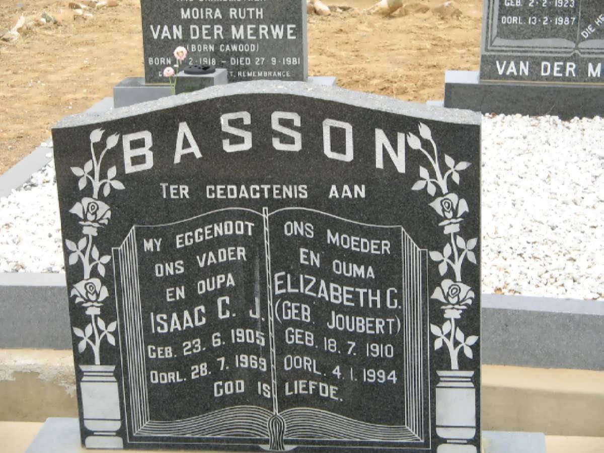 BASSON Isaac C.J. 1905-1969 &amp; Elizabeth C. JOUBERT 1910-1994