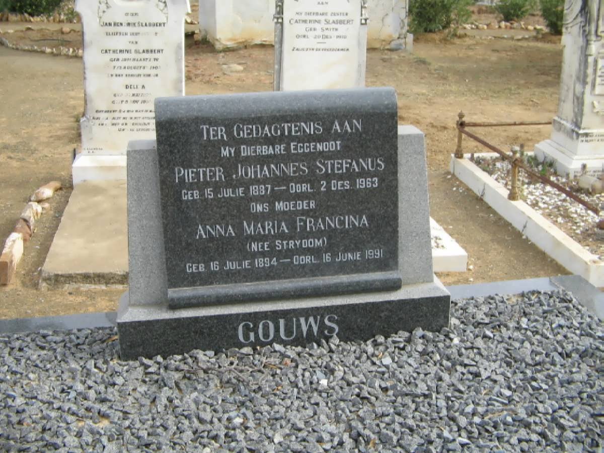 GOUWS Pieter Johannes Stefanus 1887-1963 &amp; Anna Maria Francina STRYDOM 1894-1991