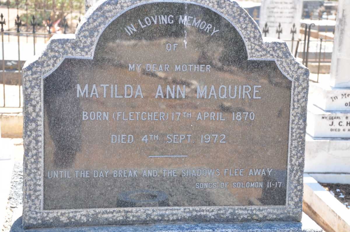 MAQUIRE Matilda Ann nee FLETCHER 1870-1972