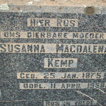 KEMP Susanna Magdalena 1875-1958