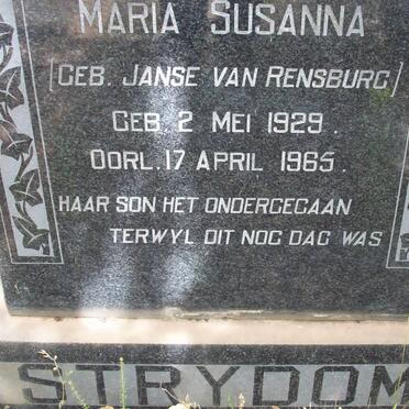 STRYDOM Maria Susanna nee JANSE VAN RENSBURG 1929-1965