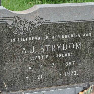 STRYDOM A.J. nee BAREND 1887-1973 