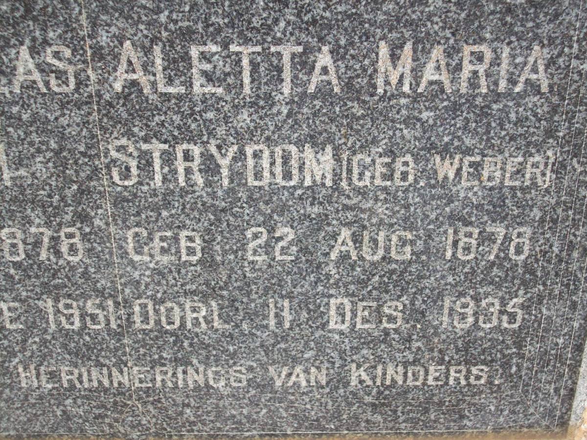 STRYDOM Aletta Maria nee WEBER 1878-1935