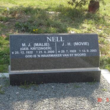 NELL J.H. 1928-2003 &amp; M.J. KRITZINGER 1922-2000