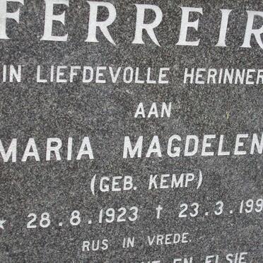 FERREIRA Maria Magdelena nee KEMP 1923-1998