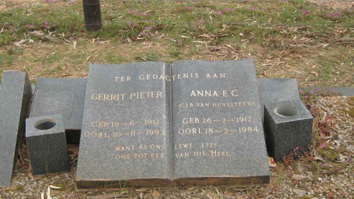 JOHNSON Gerrit Pieter 1912-1993 &amp; Anna E.C. VAN HUYSSTEEN 1912-1984