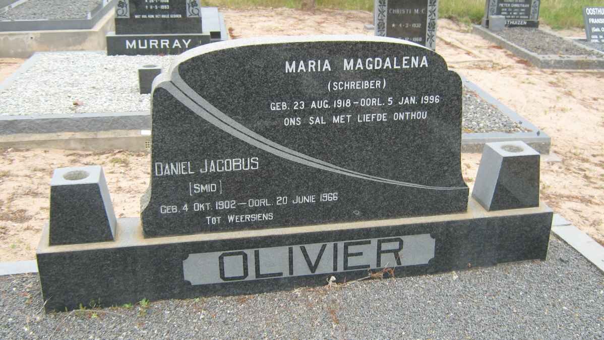 OLIVIER Daniel Jacobus 1902-1966 &amp; Maria Magdalena SCHREIBER 1918-1996