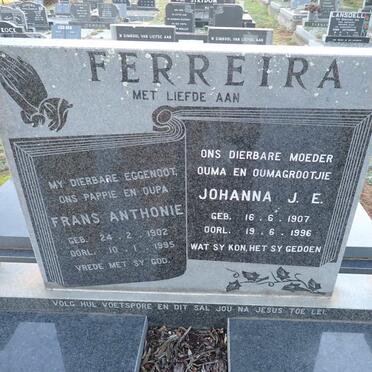 FERREIRA Frans Anthonie 1902-1995 & Johanna J.E. 1907-1996