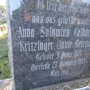 KRITZINGER Anna Salomina Catharina 1971-1951