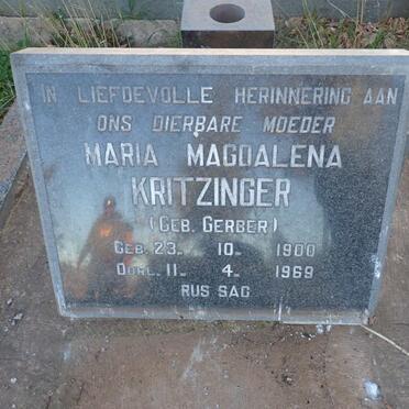 KRITZINGER Maria Magdalena nee GERBER 1900-1969