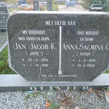 OLIVIER Jan Jacob K. 1919-1996 & Anna Salmina C. 1926-2004