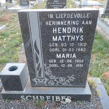 SCHREIBER Hendrik Matthys 1910-1982 & Maria 1902-1991