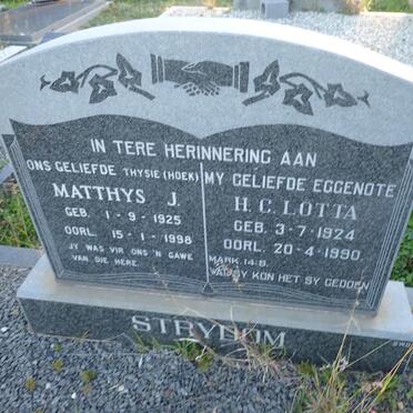 STRYDOM Matthys J. 1925-1998 & H.C. Lotta 1924-1990
