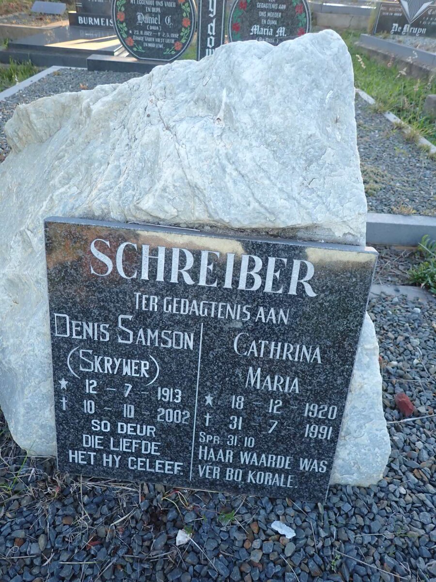 SCHREIBER Denis Samson 1913-2002 & Cathrina Maria 1920-1991