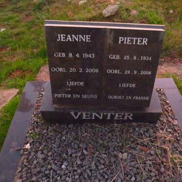 VENTER Pieter 1934-2008 & Jeanne 1943-2006