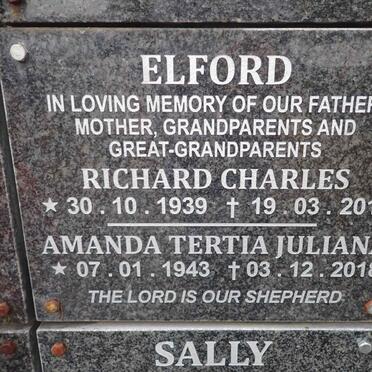 ELFORD Richard Charles 1939-2011 &amp; Amanda Tertia Juliana 1943-2018