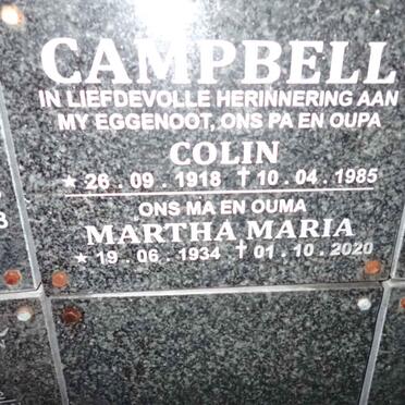 CAMPBELL Colin 1918-1985 &amp; Martha Maria 1934-2020