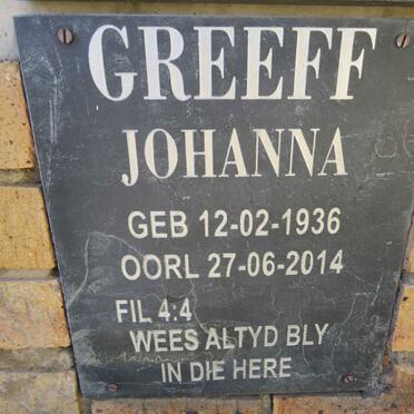 GREEFF Johanna 1936-2014