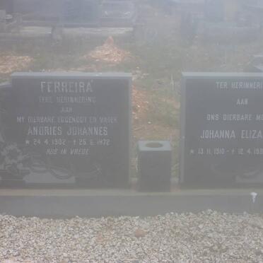 FERREIRA Andries Johannes 1902-1972 &amp; Johanna Elizabeth 1910-1983