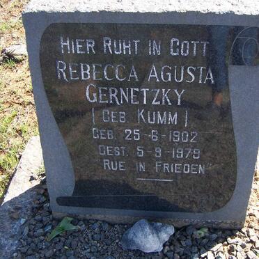 GERNETZKY Rebecca Agusta nee KUMM 1902-1979