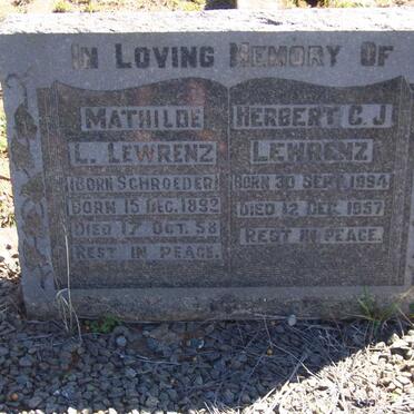 LEWRENZ Herbert C.J. 1894-1957 &amp; Mathilde L. SCHROEDER 1892-1958