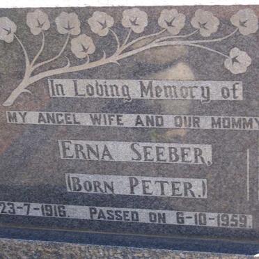 SEEBER Erna nee PETER 1916-1959