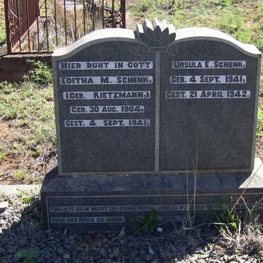 SCHENK Editha M. nee KIETZMANN 1904-1941:: SCHENK Ursula E. 1941-1942