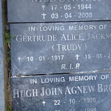 JACKSON Gertrude Alice 1917-2009