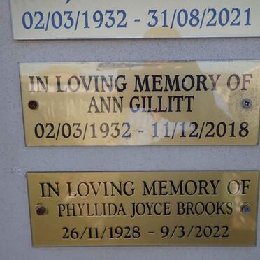 GILLITT Ann 1932-2018 :: BROOKS Phyllida Joyce 1928-2022