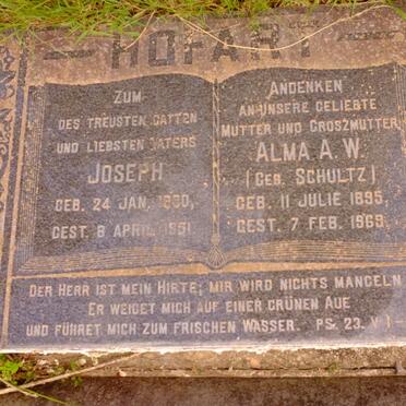 HOFART Joseph 1890-1951 &amp; Alma A.W. SCHULTZ 1895-1969