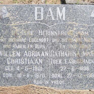 BAM Willem Adriaan Christiaan 1901-1970 &amp; Catharina Maria LABUSCHAGNE 1896-1985