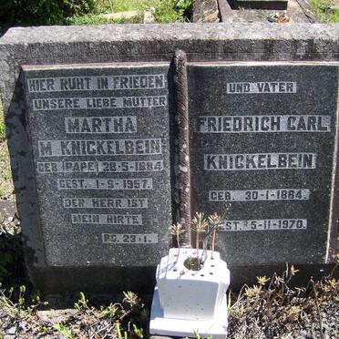 KNICKELBEIN Friedrich Carl 1884-1970 &amp; Martha M. PAPE 1884-1957