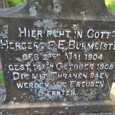 BURMEISTER Herbert F.E. 1904-1905