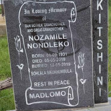 KITSHINI Nozamile Nondleko 1931-2019