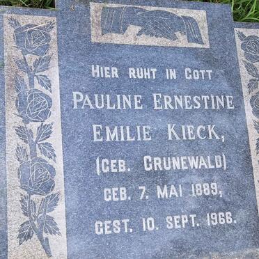 KIECK Pauline Ernestine Emilie nee GRUNEWALD 1889-1966
