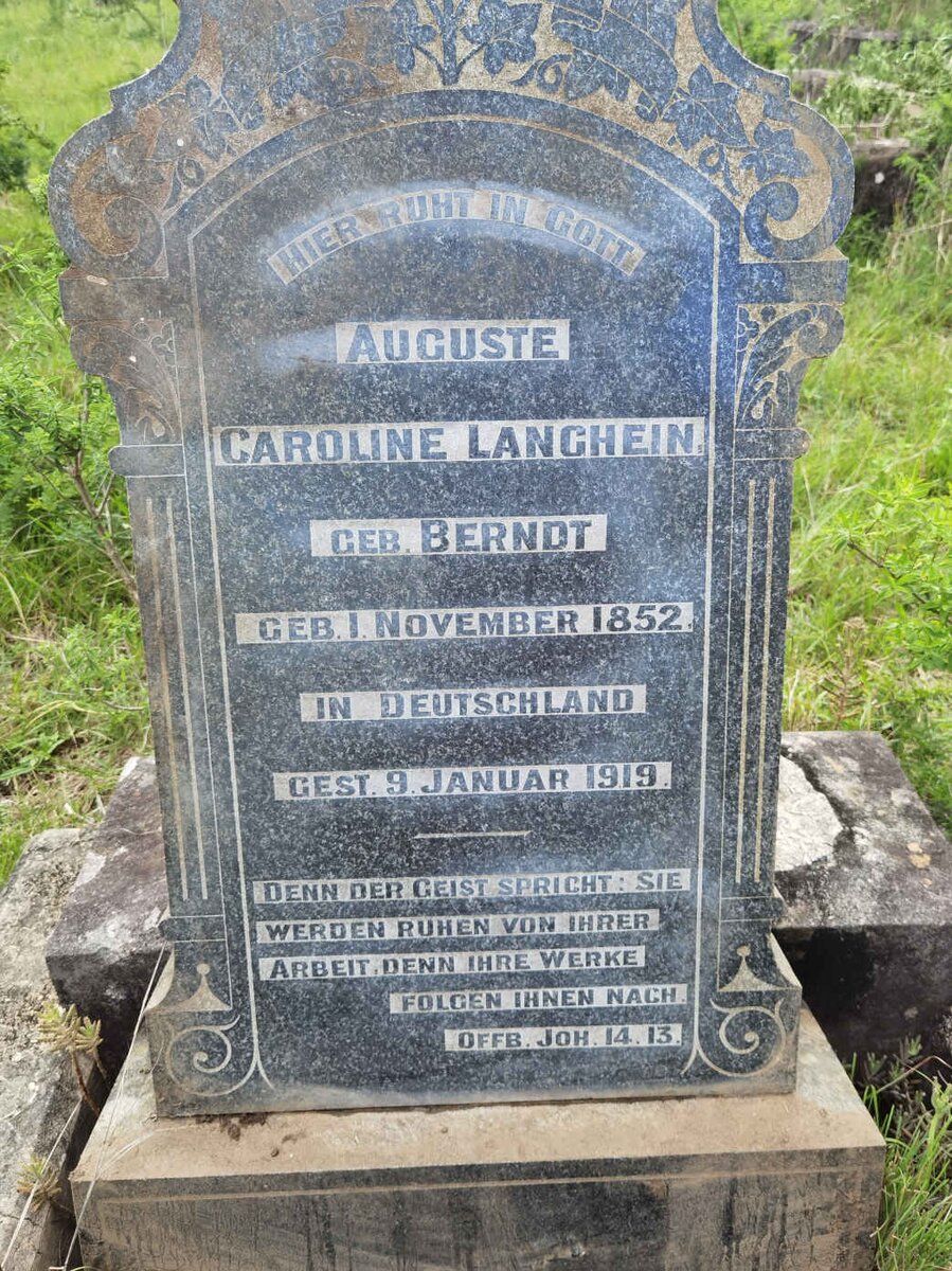 LANGHEIN Auguste Caroline nee BERNDT 1852-1919