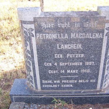 LANGHEIN Petronella Magdalena nee PETZER 1897-1950