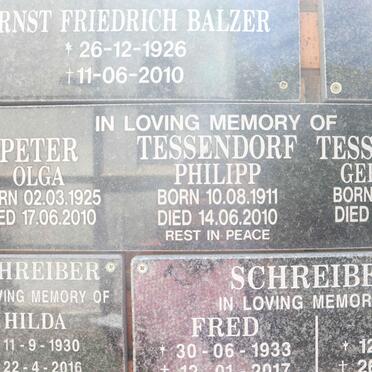 TESSENDORF Philipp 1911-2010 :: TESSENDORF Gertrude 1919-2011 :: PETER Olga 1925-2010