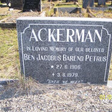 ACKERMAN Ben Jacobus Barend Petrus 1906-1979