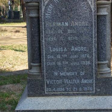 ANDRE Herman 1870-1910 &amp; Louisa 1876-1938 :: ANDRE Victor Walter 1894-1975