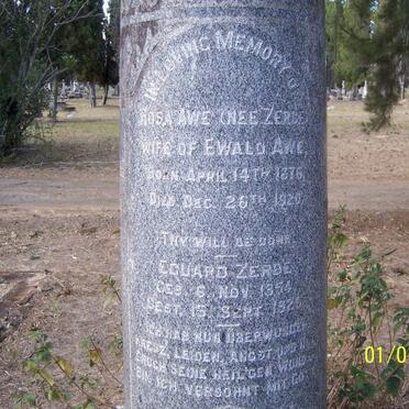 AWE Rosa nee ZERBE 1875-1920 :: ZERBE Eduard 1854-1929