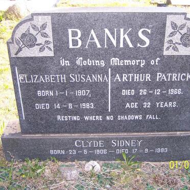 BANKS Clyde Sidney 1906-1983 &amp; Elizabeth Susanna 1907-1983 :: BANKS Arthur Patrick -1966