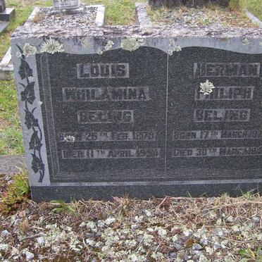 BELING Herman Philiph 1873-1942 &amp; Louis Whilamina 1878-1954