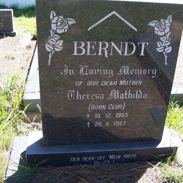 BERNDT Theresa Mathilda nee CLUR 1903-1987