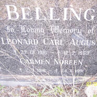 BELLING Leonard Carl August 1916-1953 &amp; Carmen Noreen 1918-1991